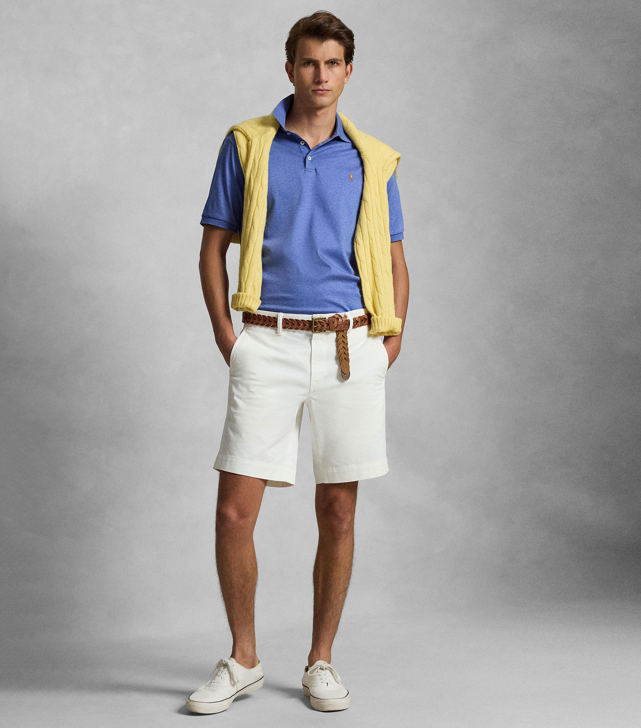 Playera tipo polo manga corta jaspeada Hombre